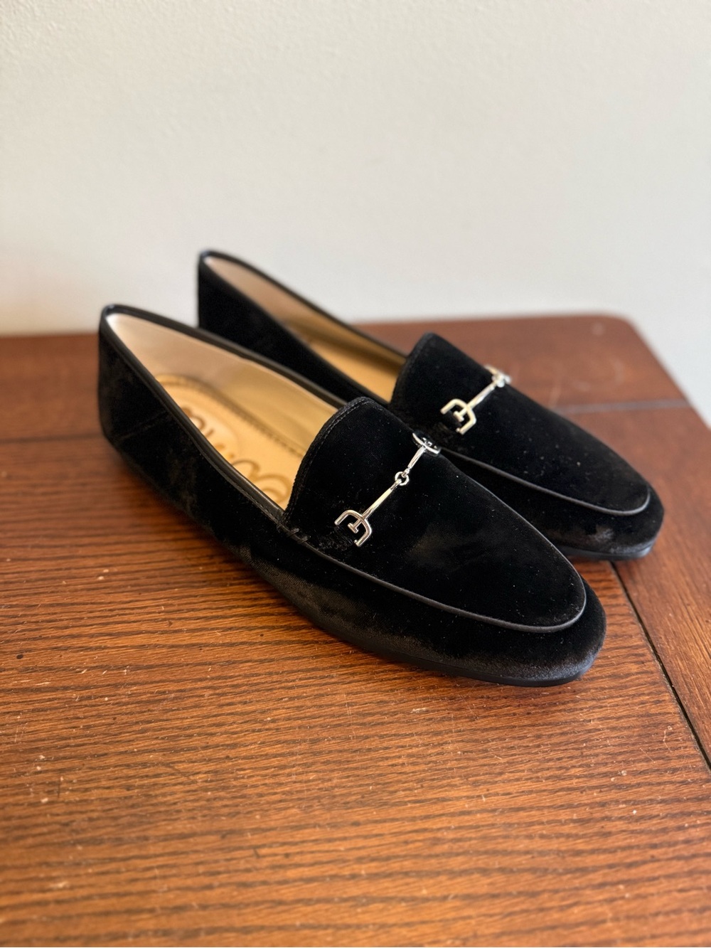 Sam Edelman Lorraine Bit Black Velvet Horsebit Loafers